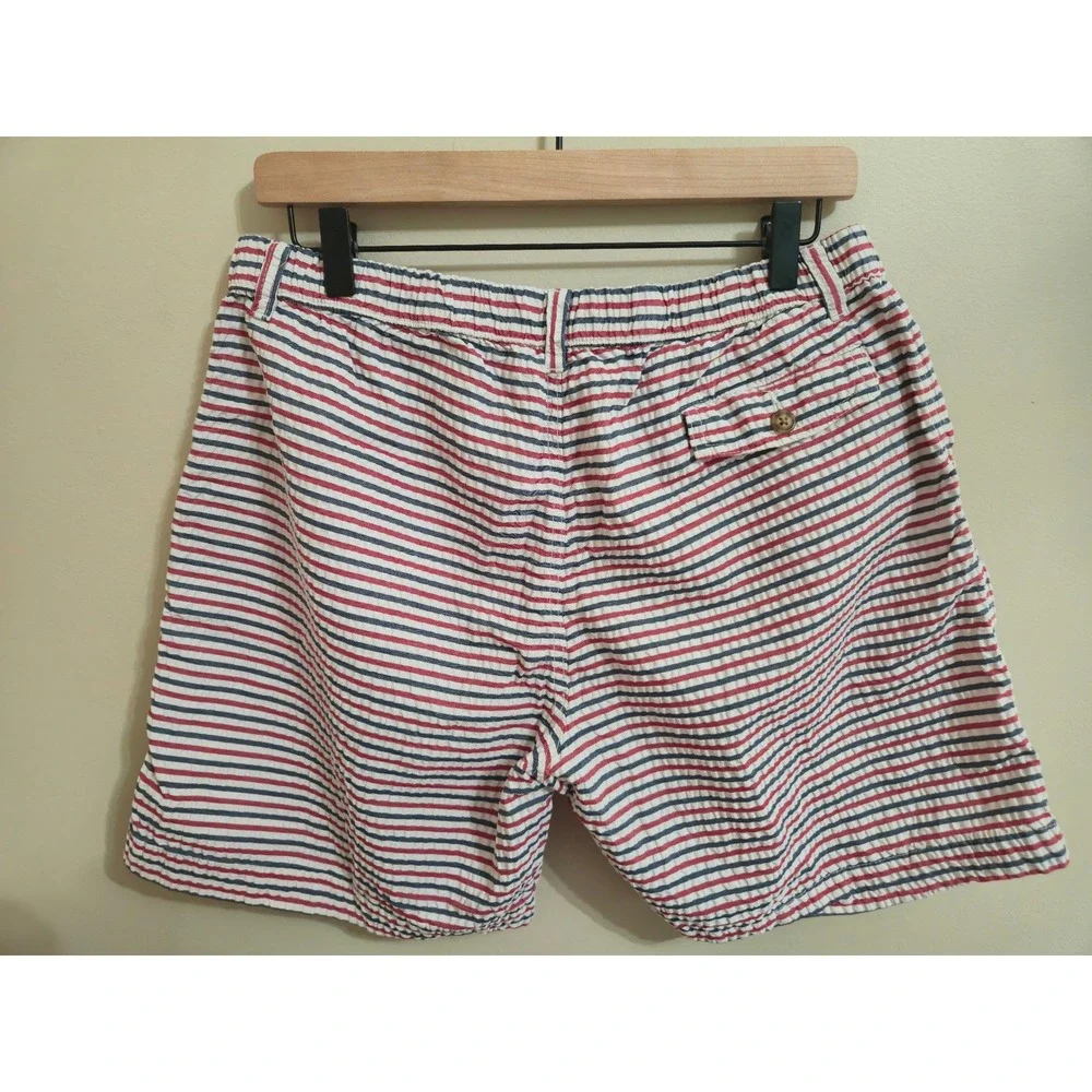Chubbies Mens XL Seersucker Shorts Red White Blue Striped 7 Inch Inseam USA Made